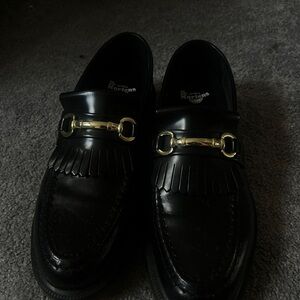 Dr. Martens Black Loafers with Gold Accents